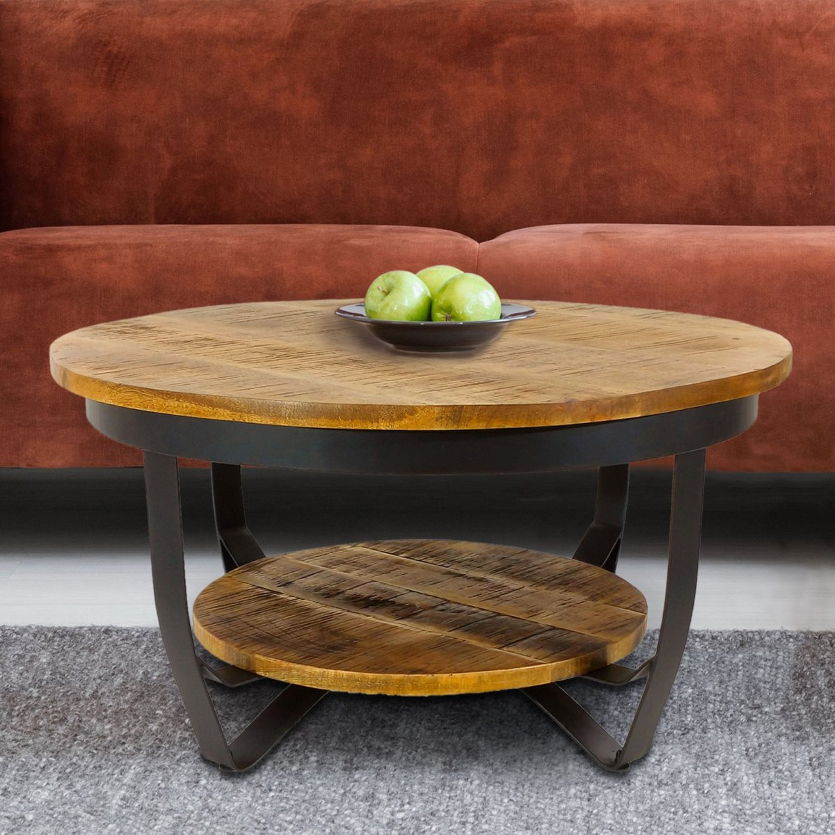 Ronde Bijzettafel 65 Cm Los Angeles Metalen Frame Zwart