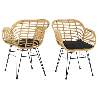 Set of 2 armchairs in rattan look, natural