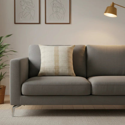Kussenhoes 45x45 cm beige crème rasterpatroon