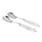 Crystal Handle Silver Salad Servers With Crystal Sleeves