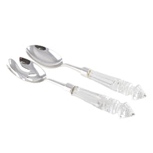 Crystal Handle Silver Salad Servers With Crystal Sleeves
