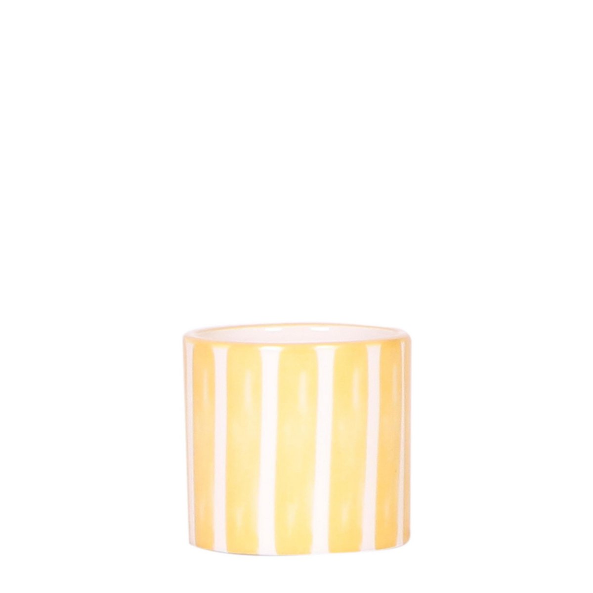 Striped Ceramic Decorative Pot Yellow
