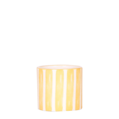 Striped Ceramic Decorative Pot Yellow