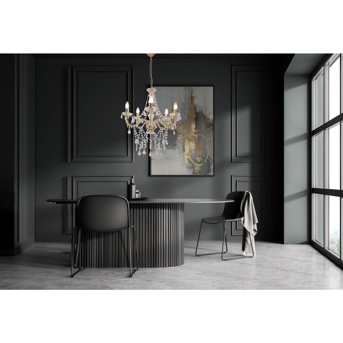 Kroonluchter Cecilia 52 cm goud metaal acryl E14