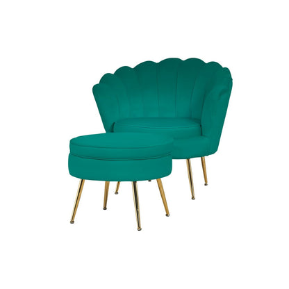 Velvet shell armchair Green