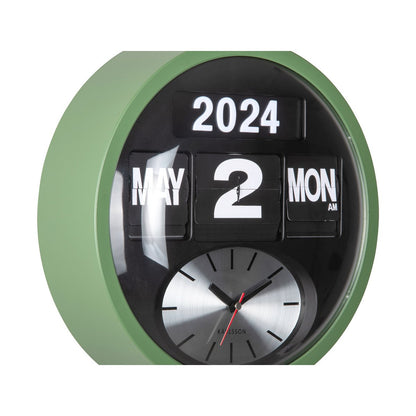 Wandklok Ronde Flip 33 cm groen plastic