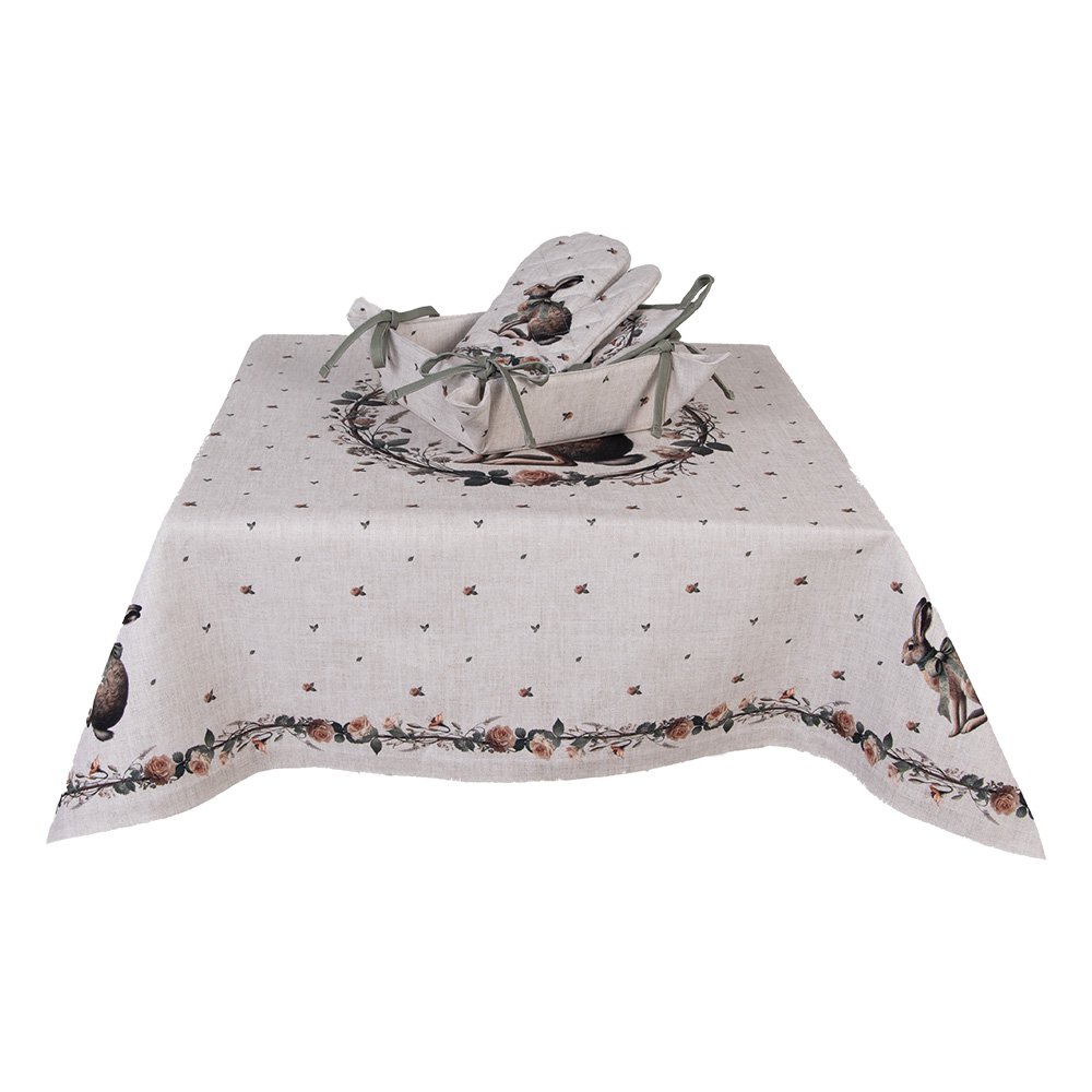 Tafelkleed 100x100 cm Beige Katoen