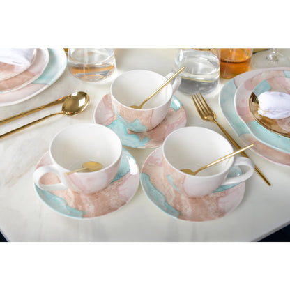 Koffiekopjes met schoteltjes set van 2 porselein multicolor 10 ml