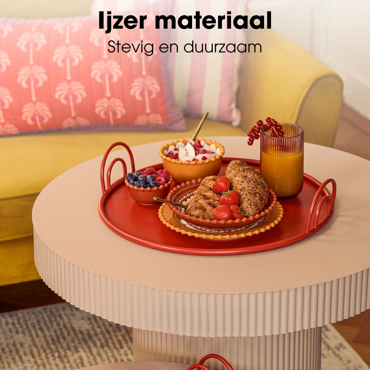 Dienblad set van 3 rood ijzer