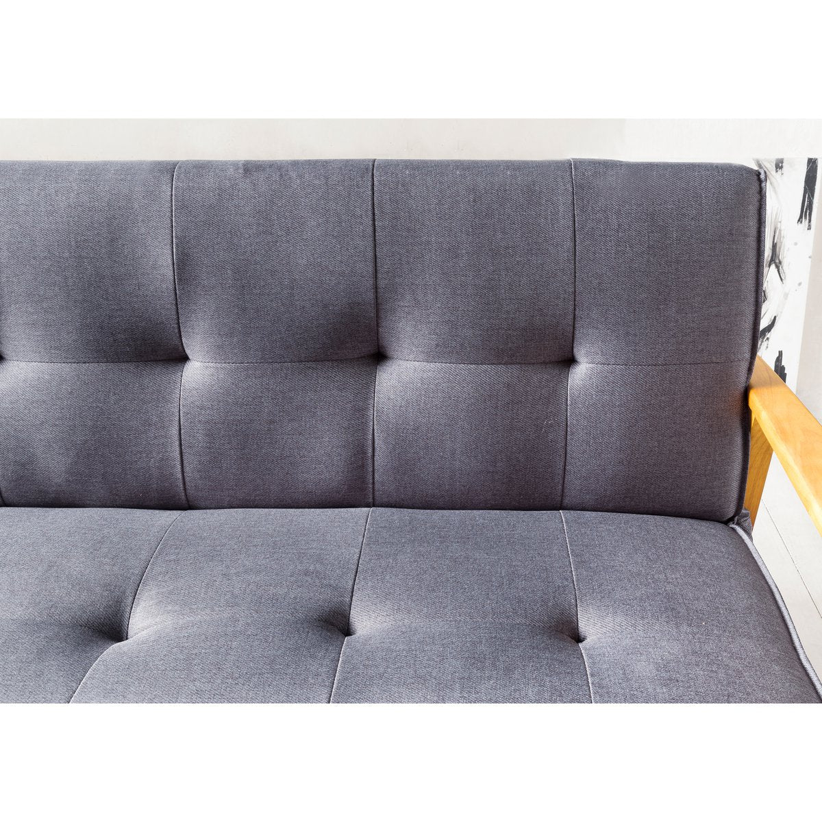 Slaapbank 190x85x81 cm donkergrijs geweven stof eucalyptus