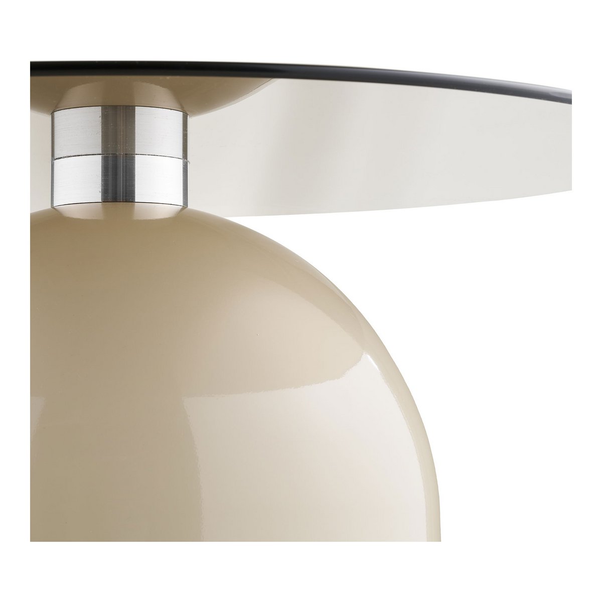 Salontafel rond ø70x33 cm glas metaal grijs/beige