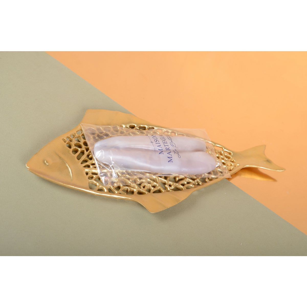 Decoratieve beker visvorm goud 38x18,5x1,5 cm