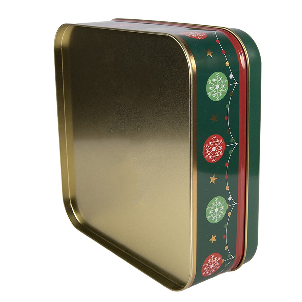 Storage Tin 17x17x6 cm Green Metal