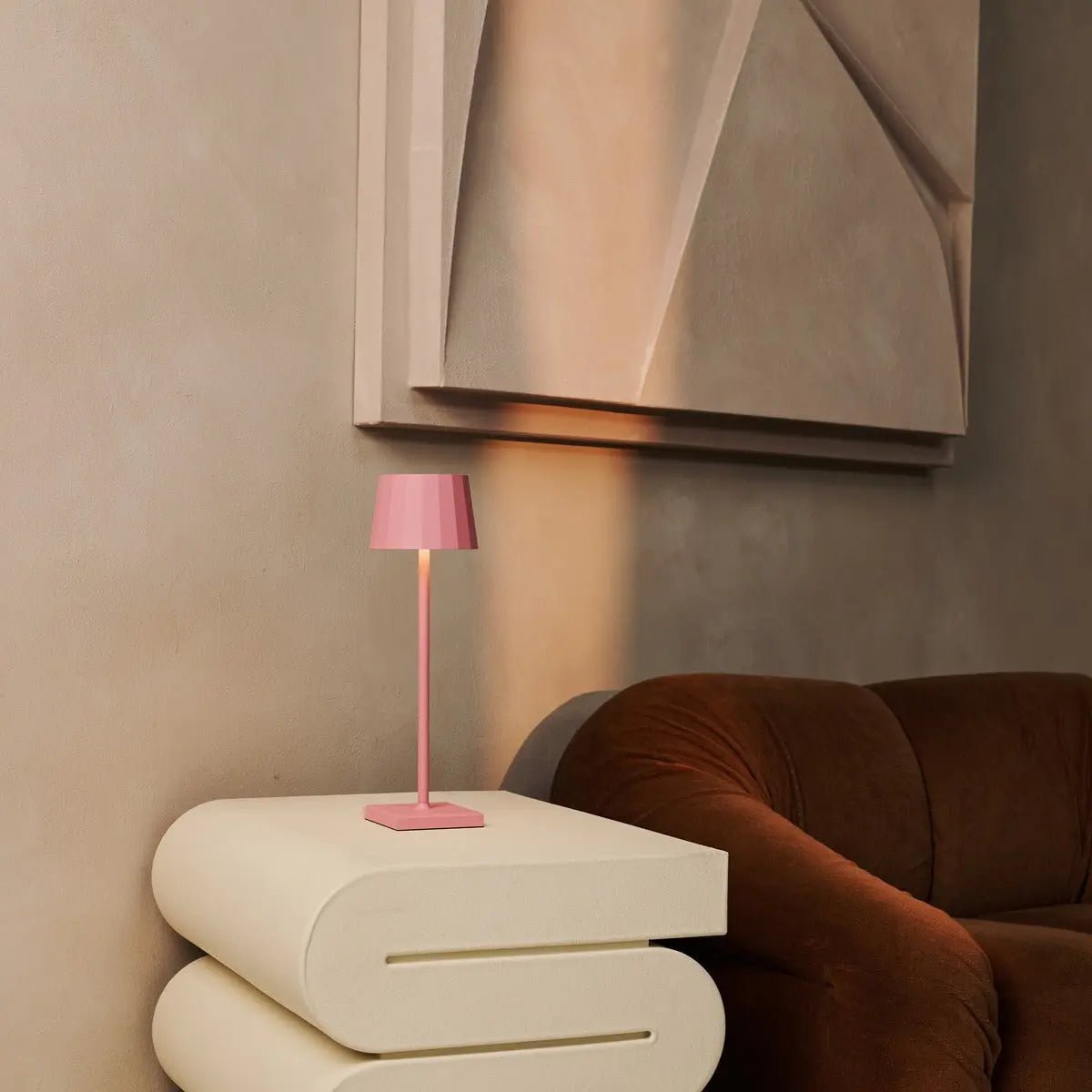 Tafellamp roze oplaadbaar metaal 38 cm