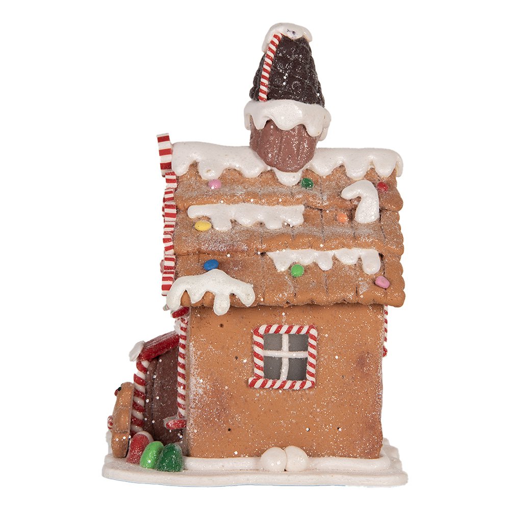 Gingerbread house met LED 13x13x19 cm Bruin Kunststof