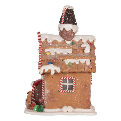 Gingerbread house met LED 13x13x19 cm Bruin Kunststof