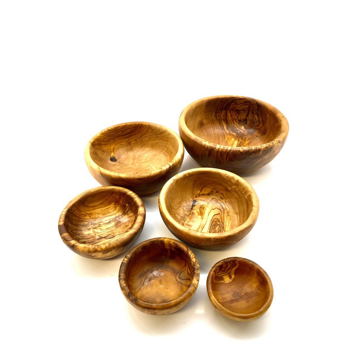 Olijfhouten kommen set 6 stuks rond