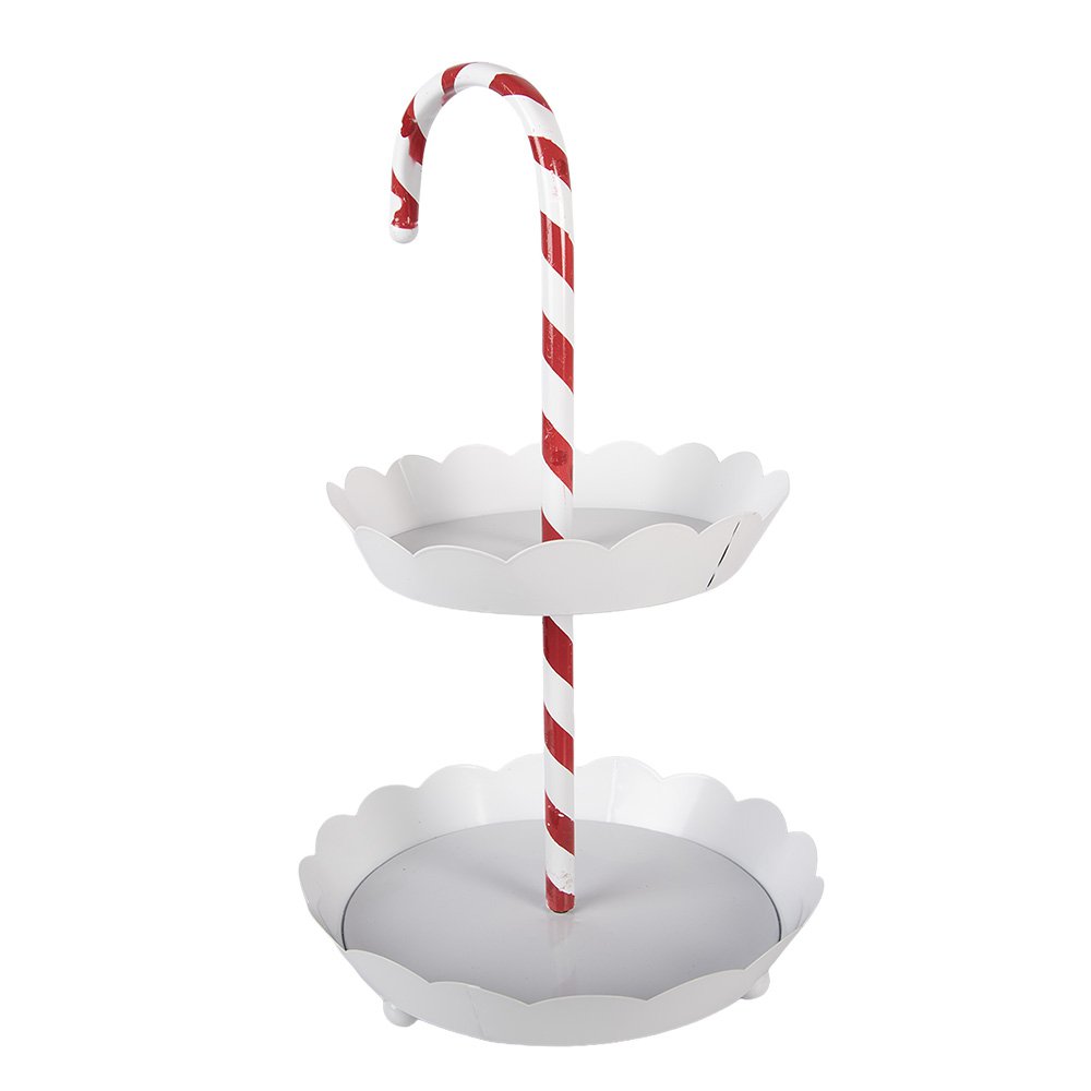 Etagère 2 laags Ø 29x47 cm Wit Metaal