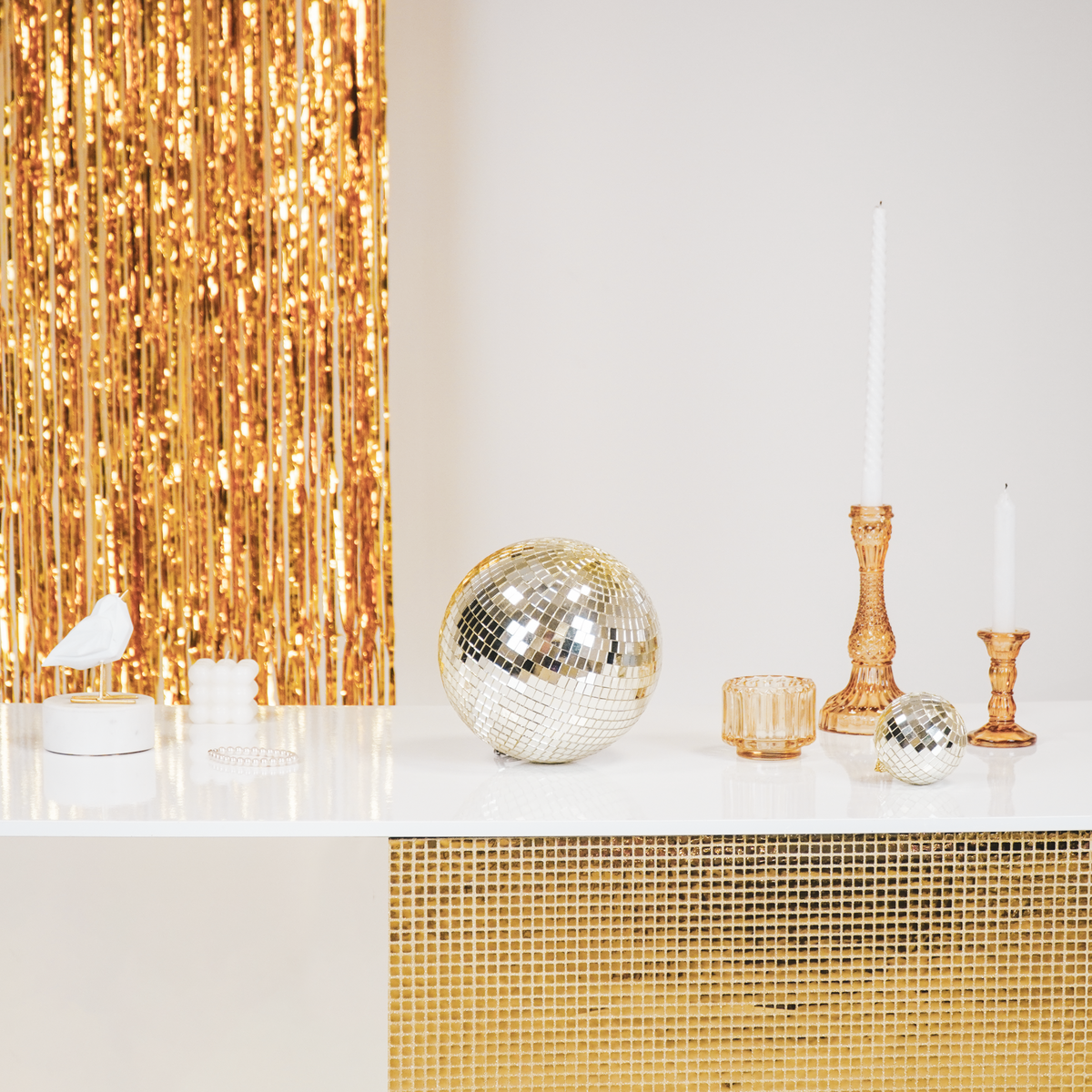 Christmas Decoration - Christmas Ornament - Disco Ball - Foam - Gold - 20x20x20cm