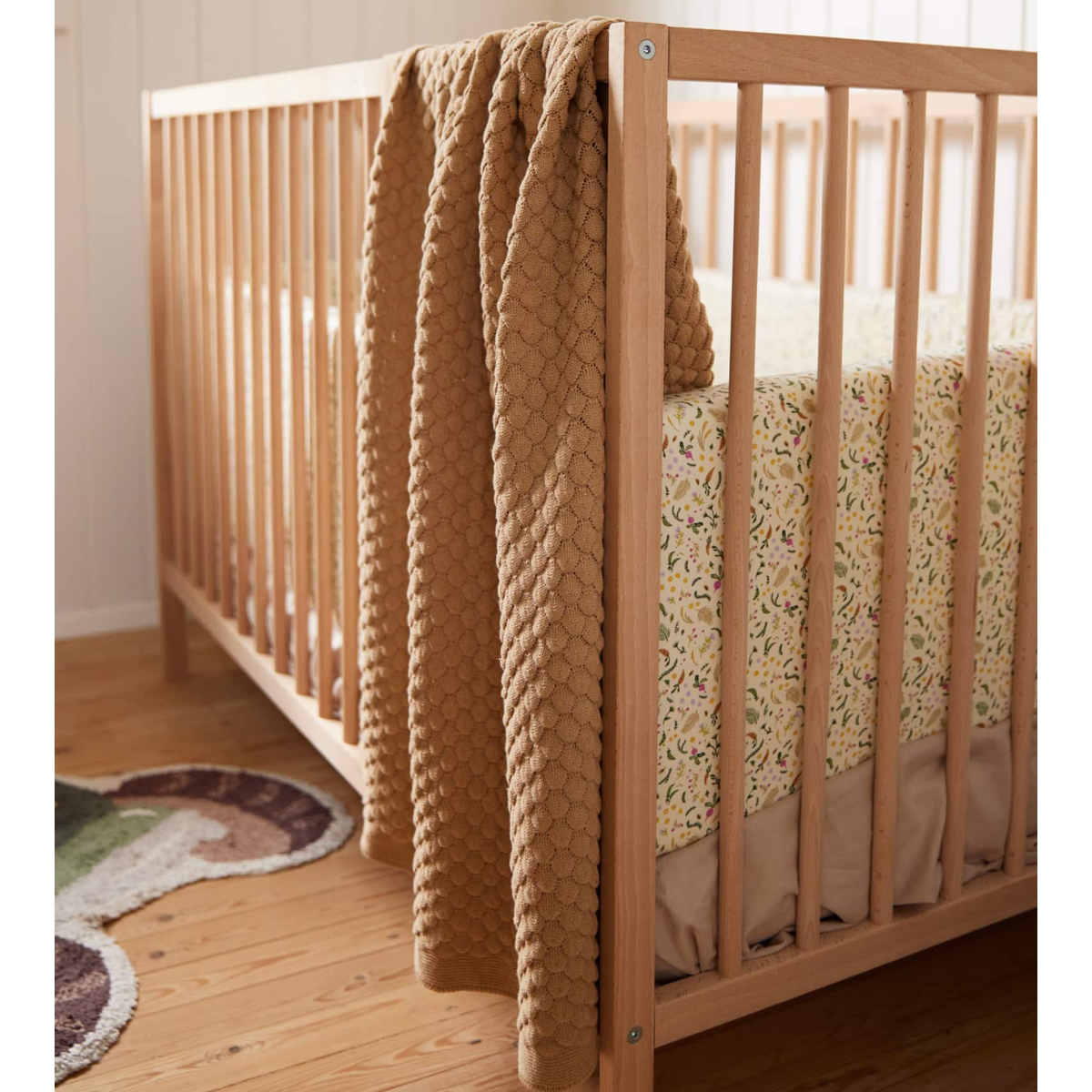 Babydekentje gebreid 70x100 cm biologisch katoen ivoor crème