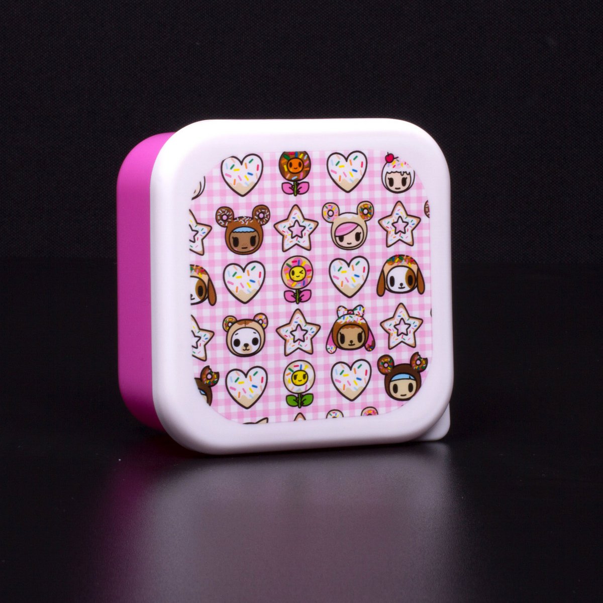 Snackdoosjes set van 4 roze wit