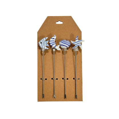 Aperitief spikes 4 stuks goud 12 cm