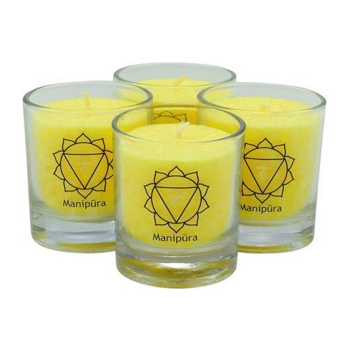 Chakra candle, Manipura, 30117, approx. 6 cm, set of 4, YELLOW