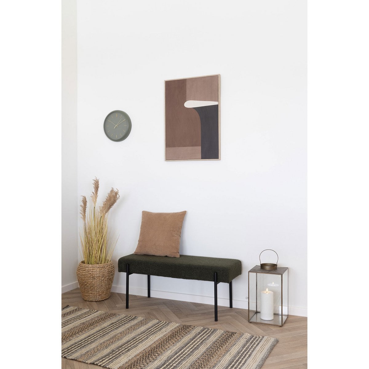 Wandklok 30 cm groen goud geruisloos