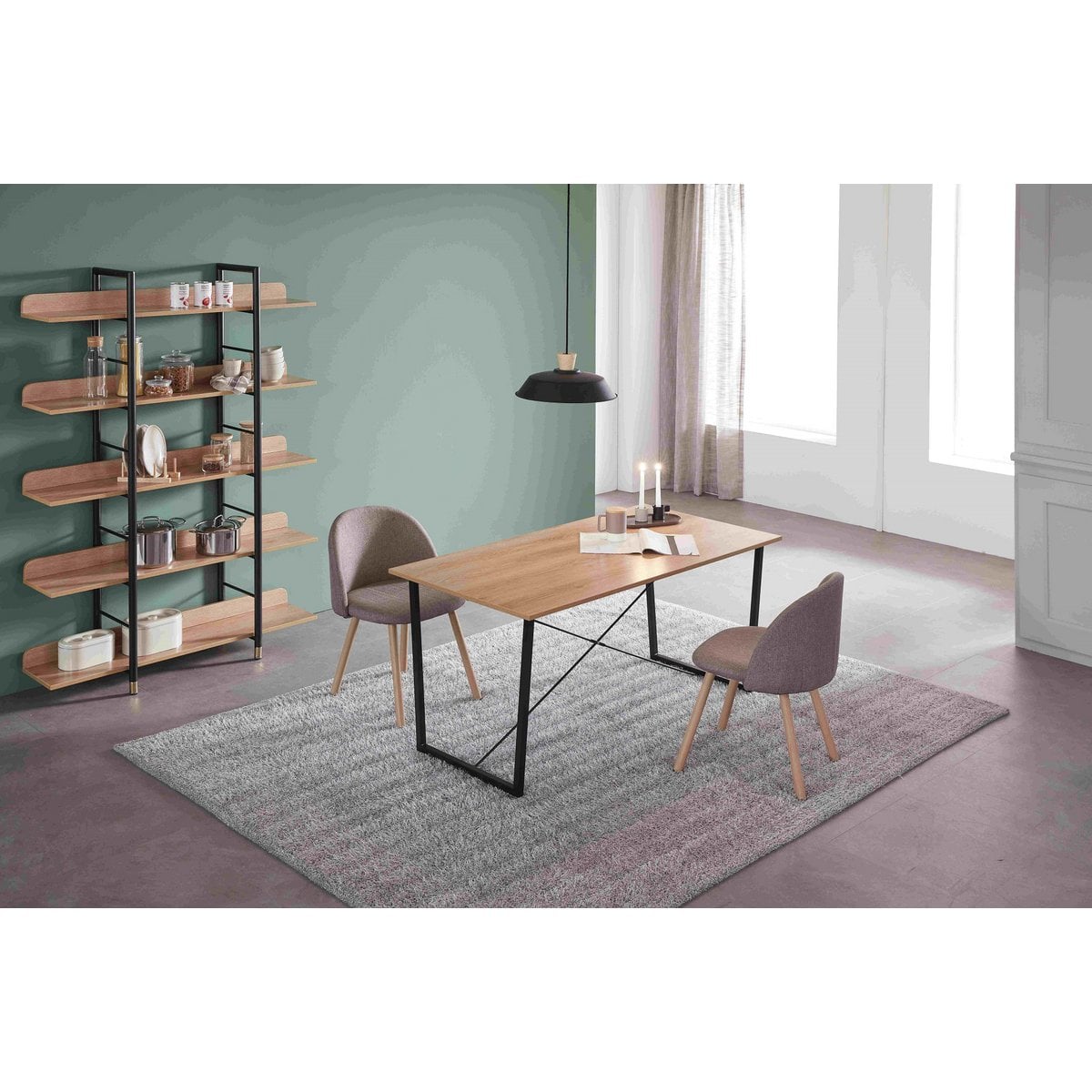 Eettafel 140x70x73 cm MDF acacia-look metaal zwart bruin