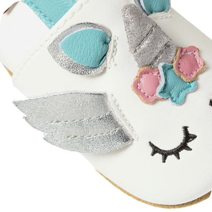 Soft leather baby booties Unicorn
