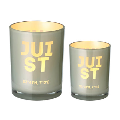 Theelichtglaasjes set 2 grijs glas 8 & 12.5 cm