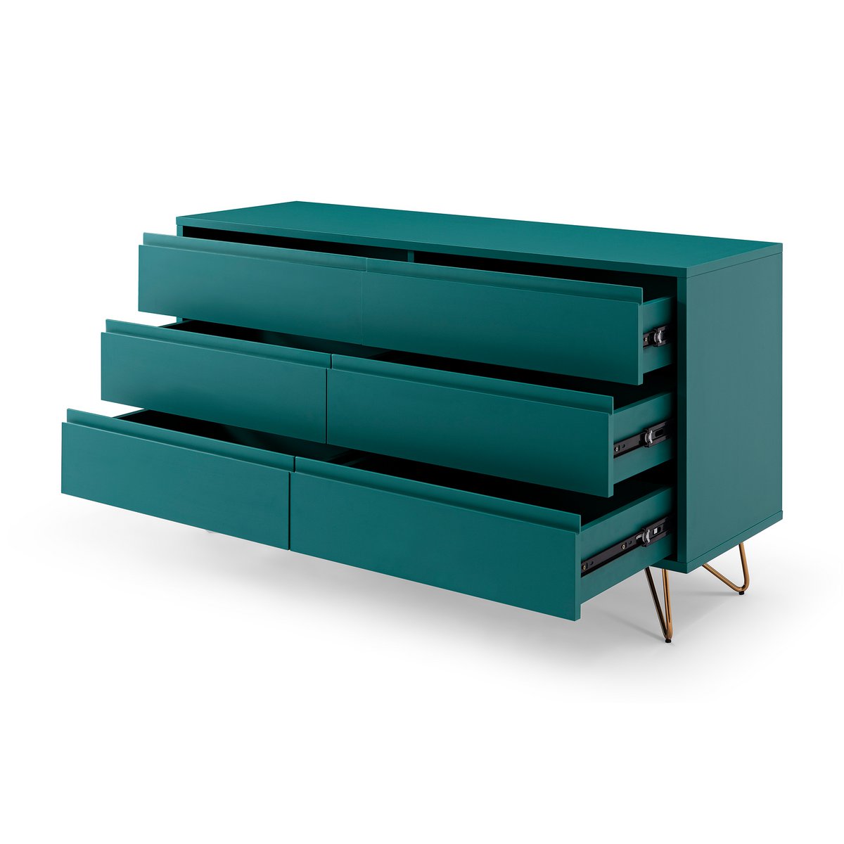 Ladekast 120x40x70 cm blauw goud MDF metaal