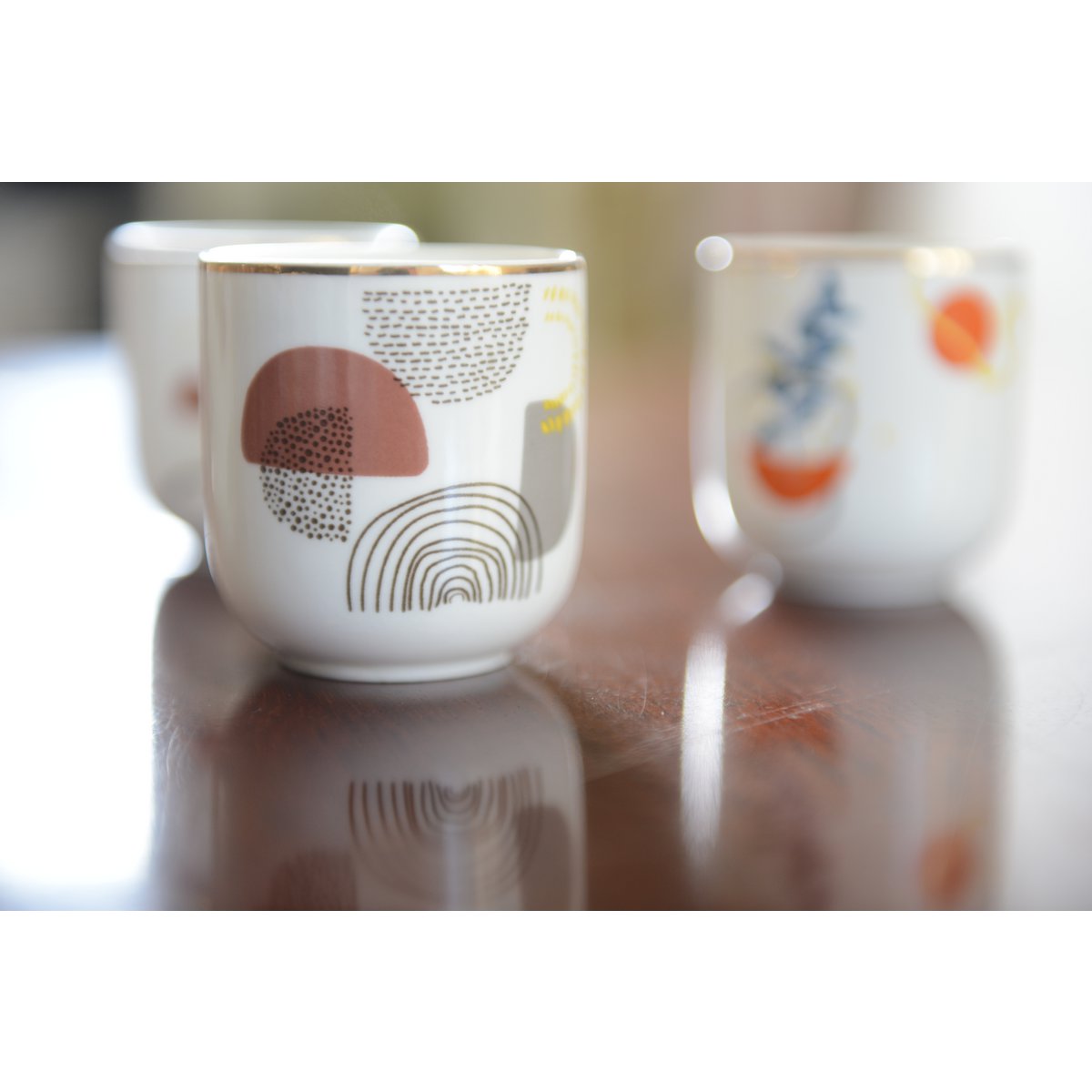 Koffiekopjes 90 ml keramiek goud set van 4