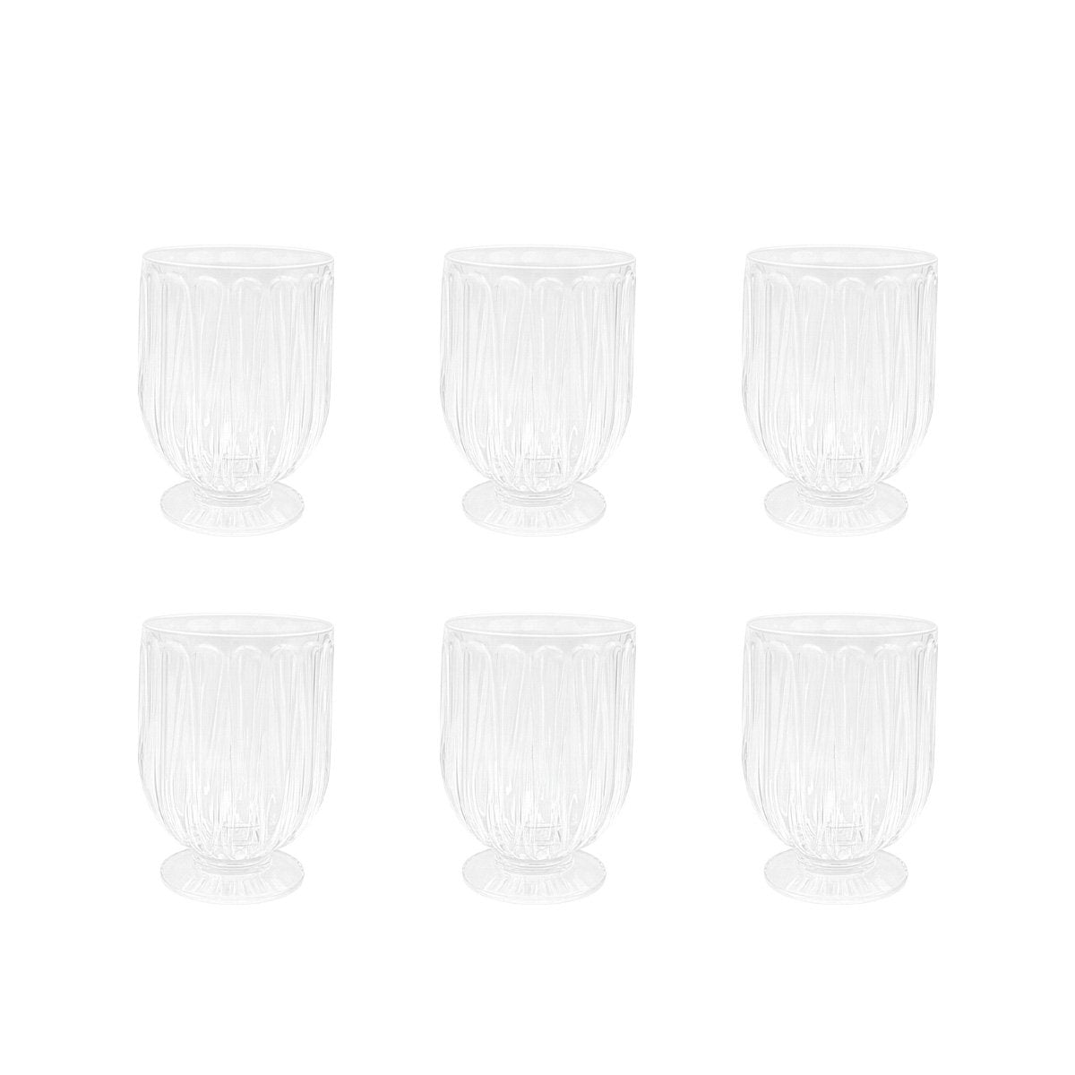 Transparent stemmed water glasses - set of 6