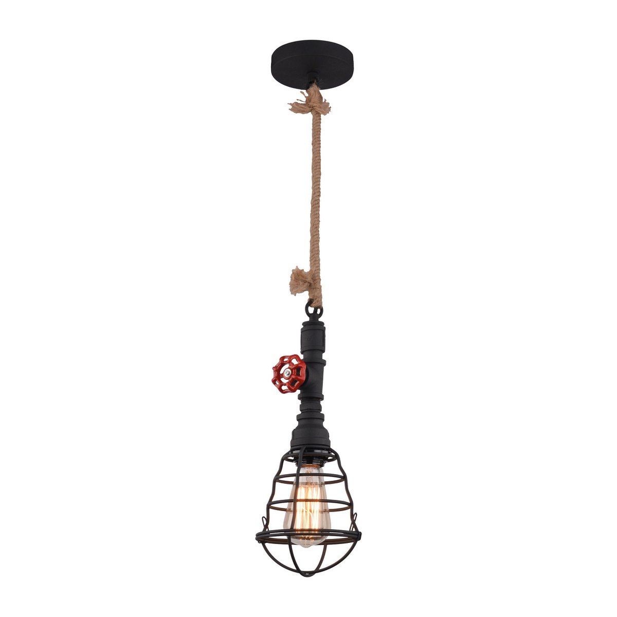 Hanglamp Regia Zwart Metaal Met Henneptouw E27 Verlichting