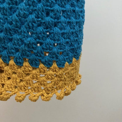 Lampion gehaakt turquoise geel organisch katoen