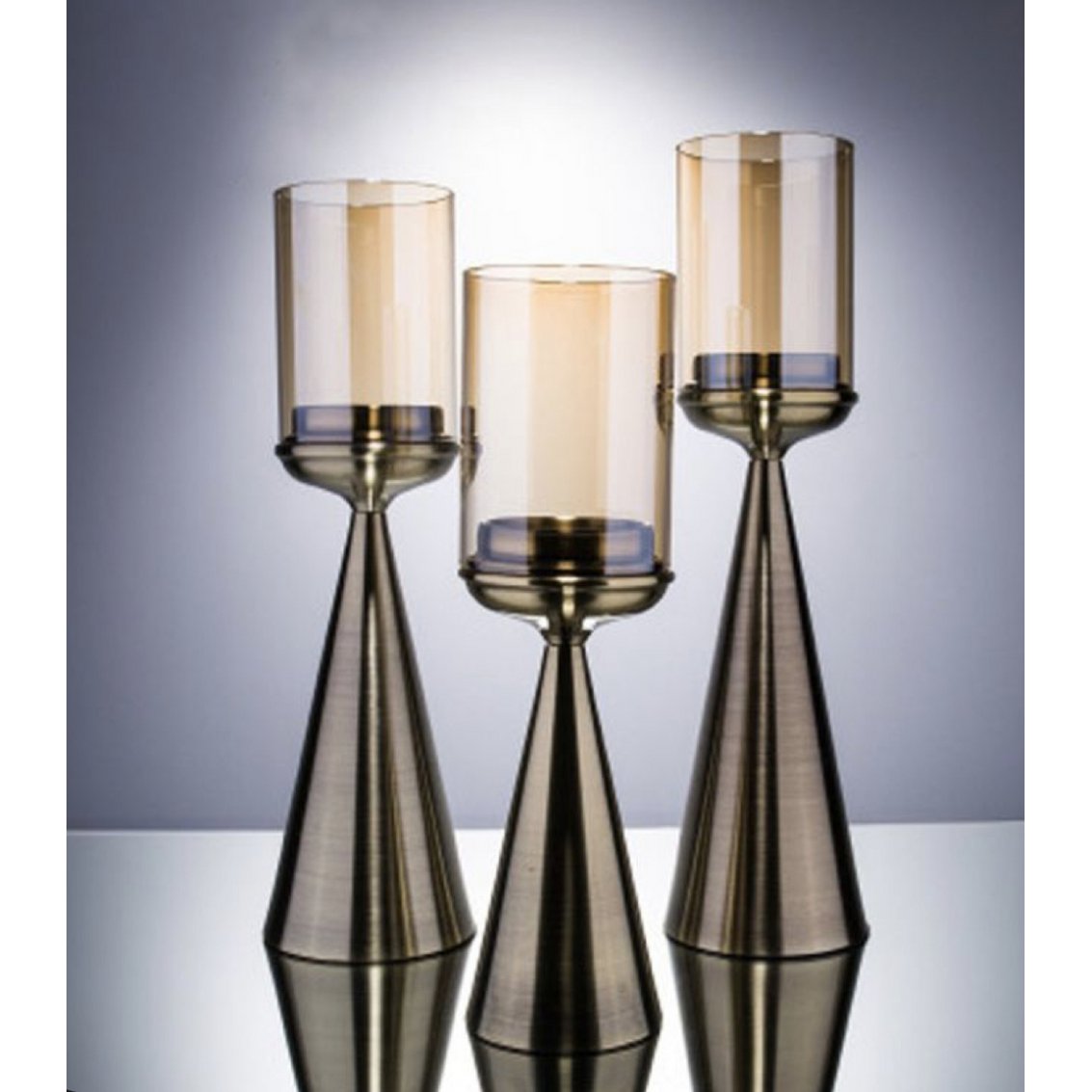 Kandelaar glas goud 39 cm