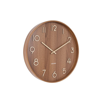 Wandklok 40 cm notenhout bruin