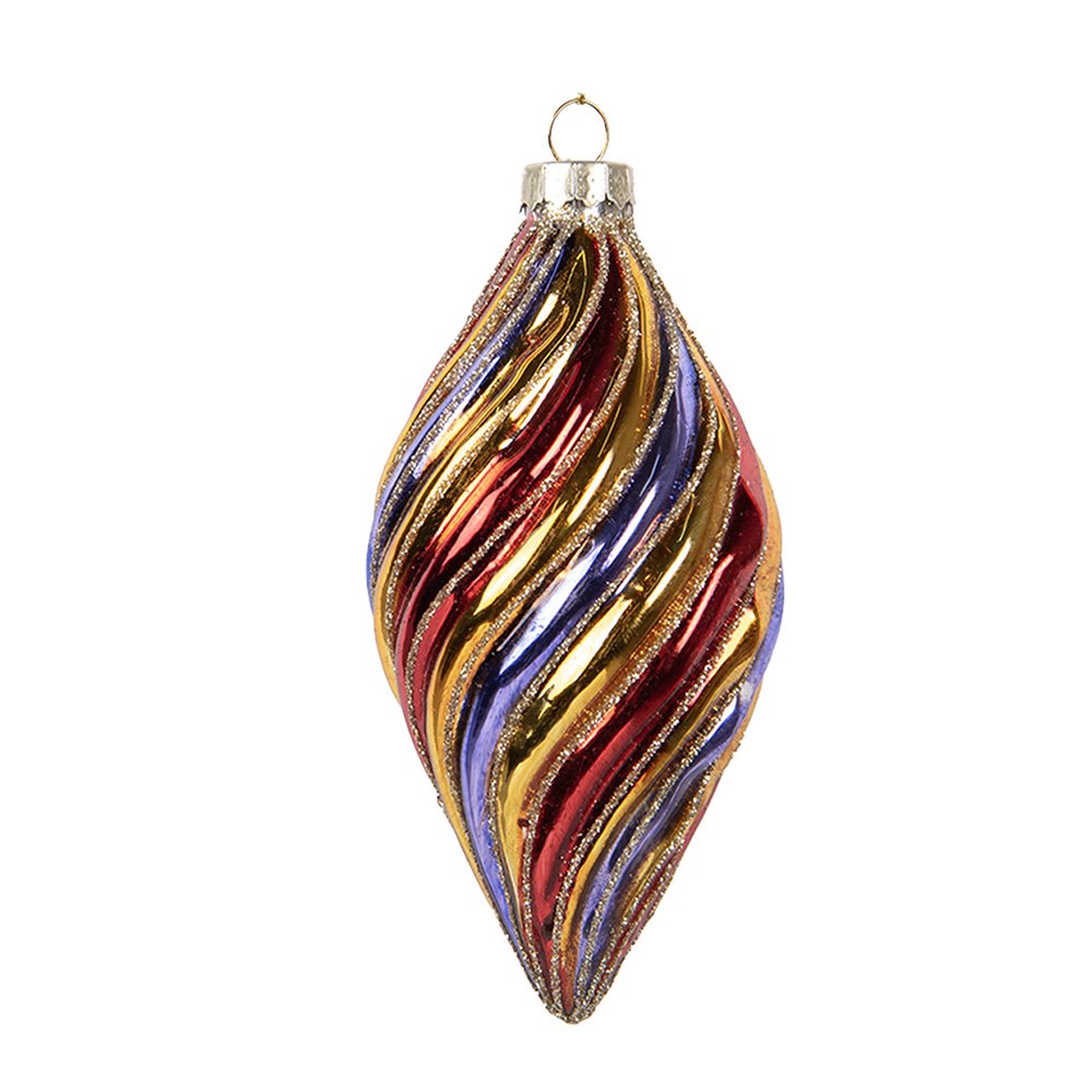 Kerstbal Ø 6x13 cm meerkleurig glas