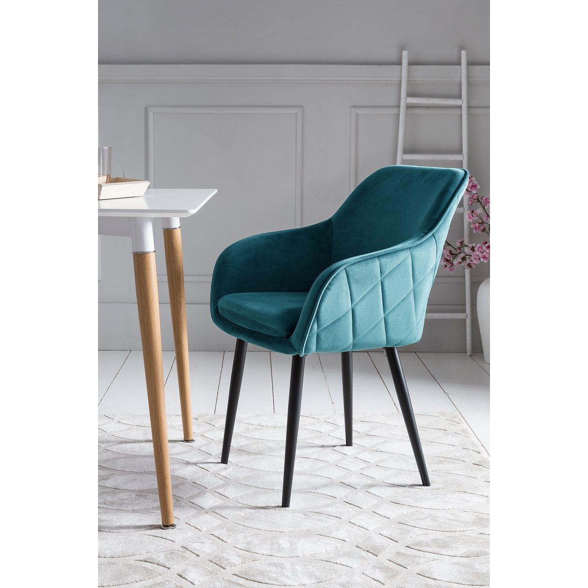 Dining chair turquoise velvet