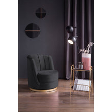 Black velvet swivel armchair
