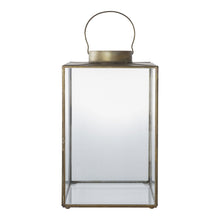 Lantaarn 42 cm metaal glas antiek messing bruin