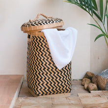 Wasmand bamboe Ø35x57 cm met deksel