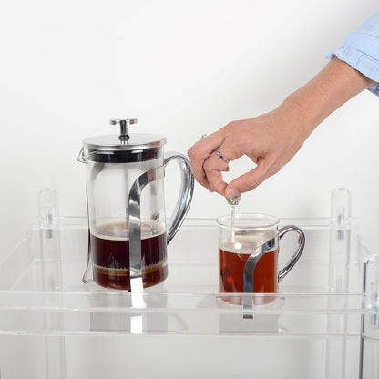 Glazen koffiebekers 200 ml set van 2 zilver decoratie