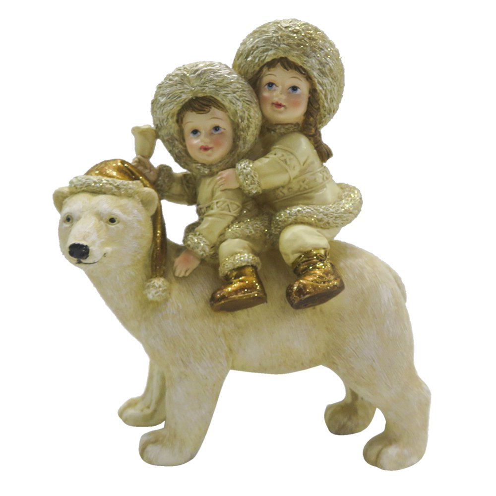 Figurine Children 13x7x15 cm Beige Gold Polyresin Christmas Decoration