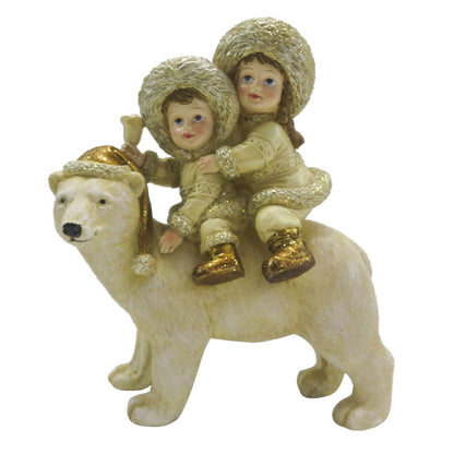 Figurine Children 13x7x15 cm Beige Gold Polyresin Christmas Decoration