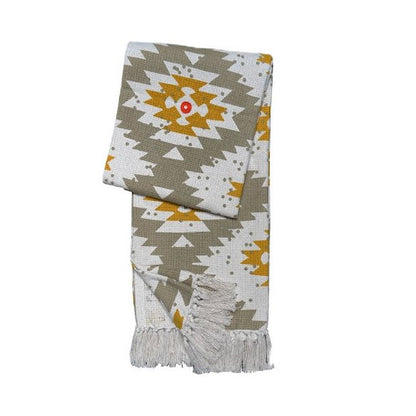 Plaid 130x170 cm katoen geometrisch mosterd