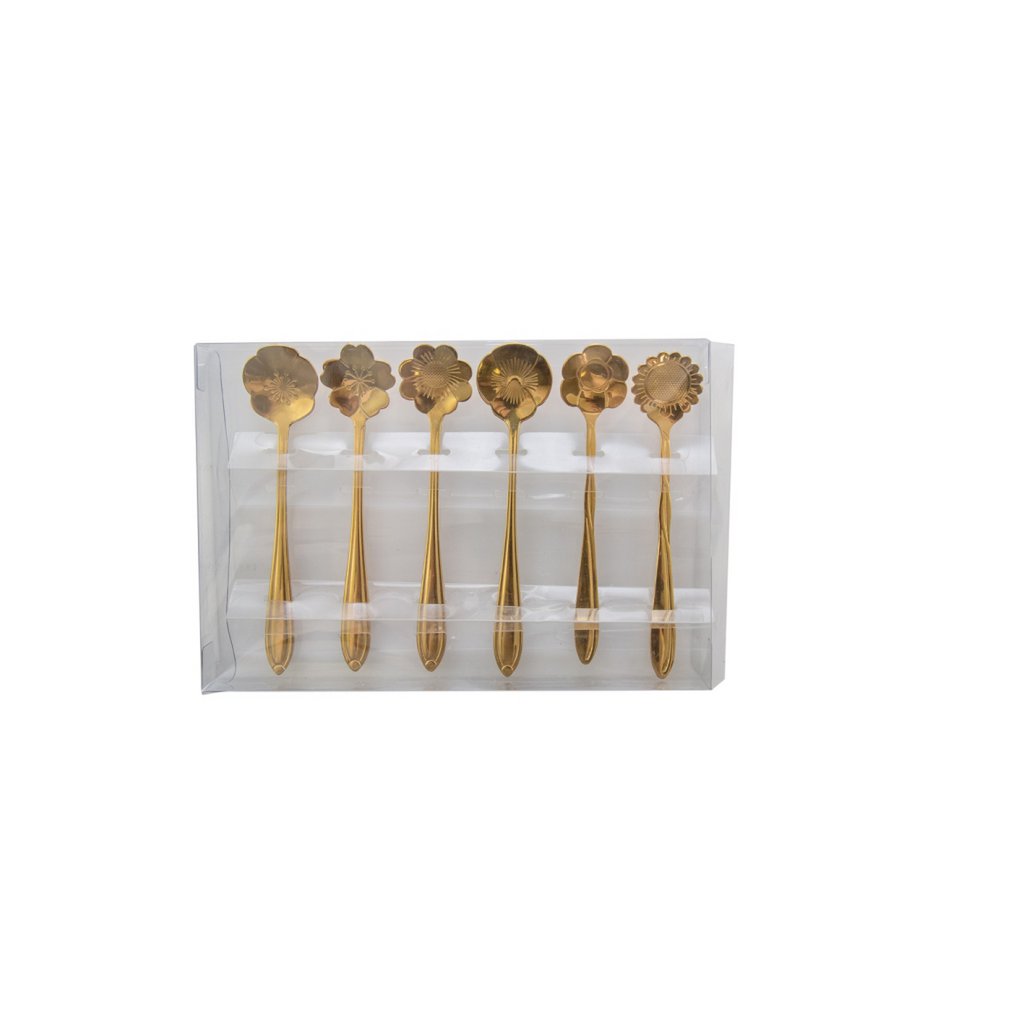 Dessertlepels 6 stuks goud bloemdetail