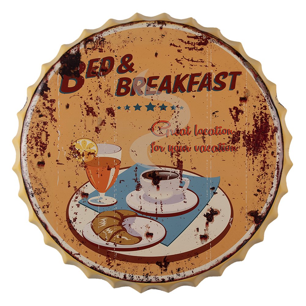 Tekstbord Ø 50 cm geel ijzer