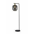 Lily Floor Lamp Black Powder Coating With Smoke Glass Globe